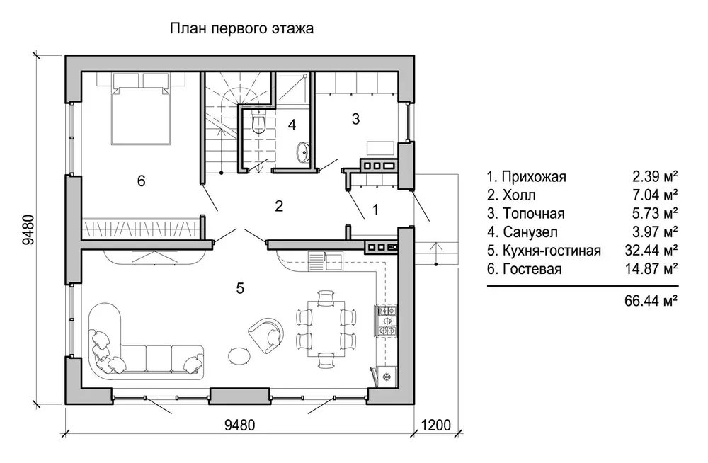 План первого этажа, проект АН-4