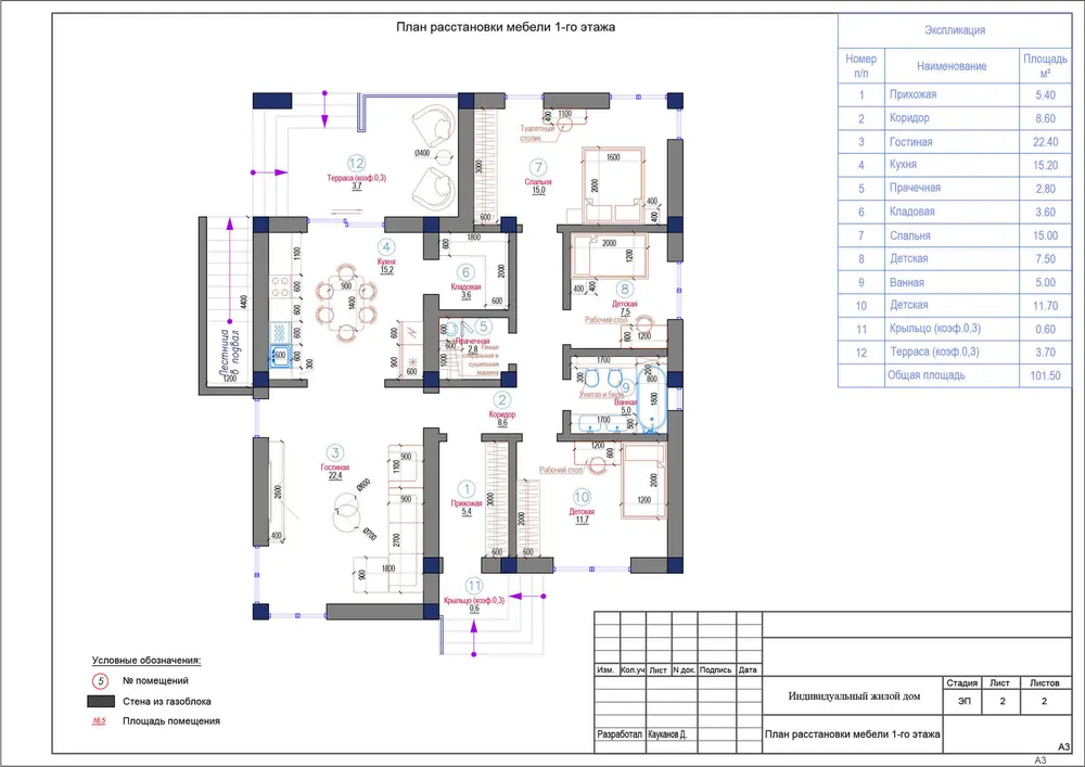 Планировка первого этажа, проект дома AH Modern 171